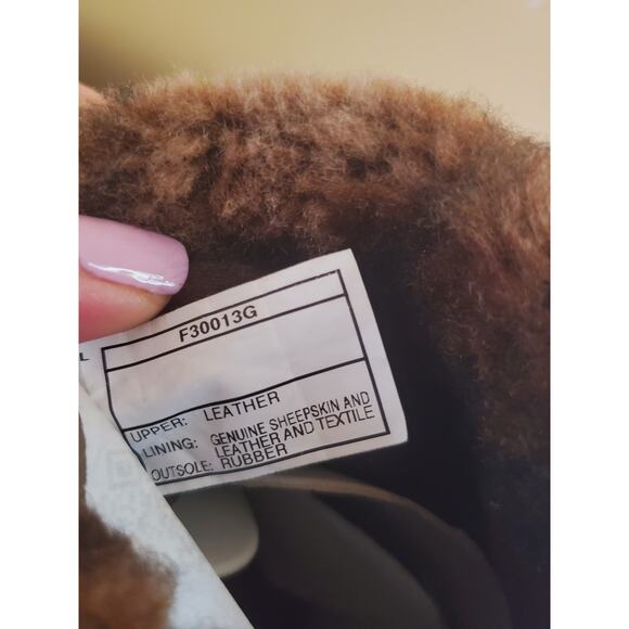 Ugg Australia Savoie Brown Leather Fold Down Platform Heeled Boots Shoes Size 8 - Picture 8 of 9